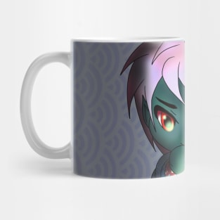 kawaii thinking green dark elf with a cute cat Mug